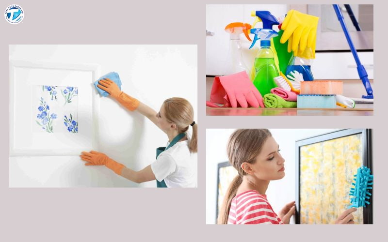 Vệ sinh tranh lụa dán tường
